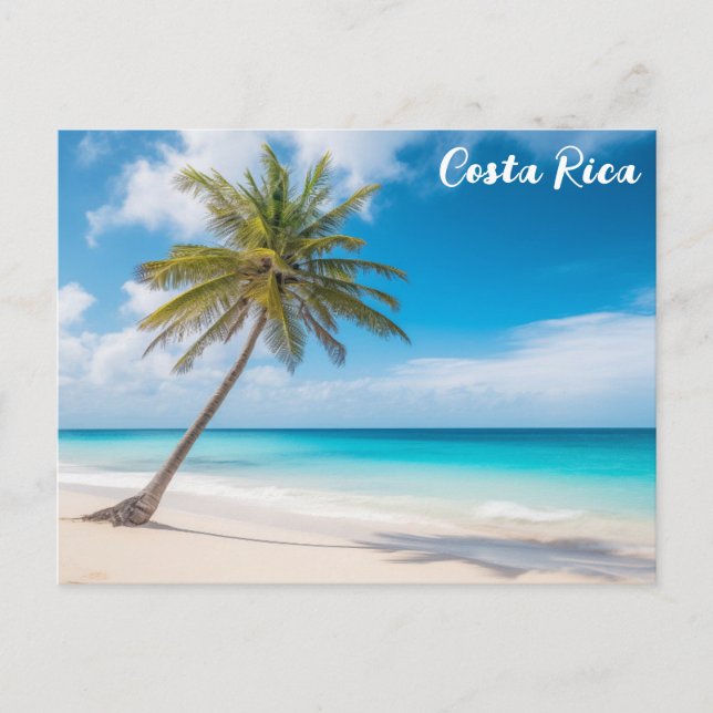 Costa Rica Tropical Beach Handflatan Träd Travel Vykort (Framsida)