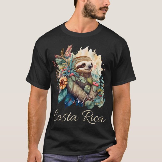 Costa Rica Tropical Sloth T Shirt (Framsida)