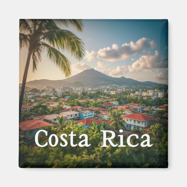 Costa Rica Tropisk Kuststad Kylskåp Present Magnet (Framsidan)