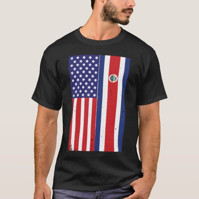 Costa Rica USA flagga Amerikanska Vida Costa Rican T Shirt (Framsida)