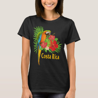 Costa Rica Vacation Parrot Tropical Flowers T Shirt
