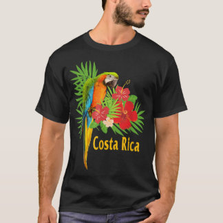 Costa Rica Vacation Parrot Tropical Flowers T Shirt