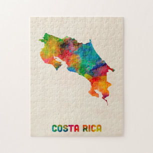 Costa Rica vattenfärgkarta Pussel