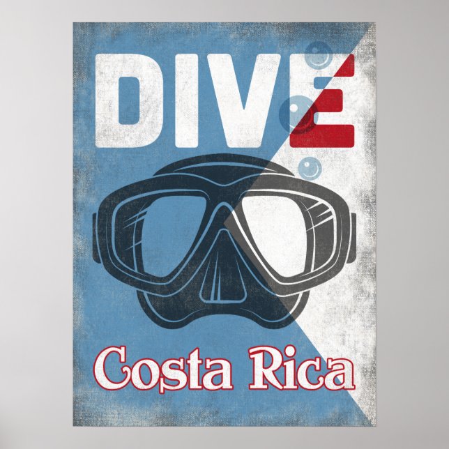 Costa Rica Vintage Dyka Mask Poster (Framsidan)