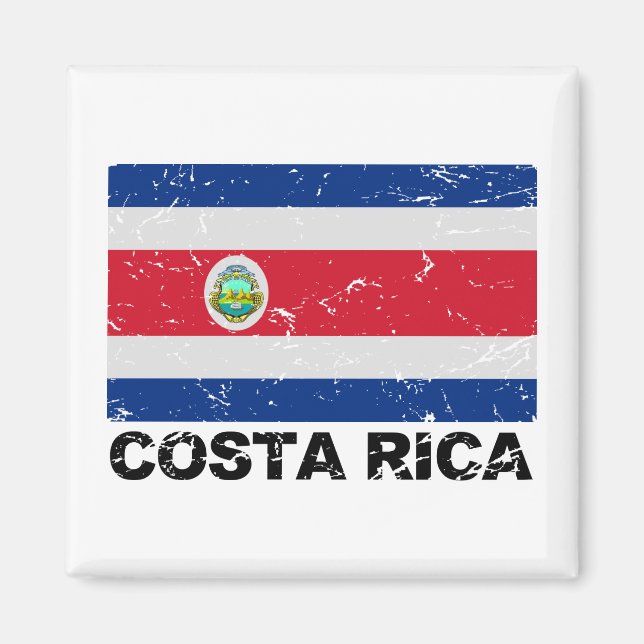 Costa Rica Vintage Flagga Magnet (Framsidan)