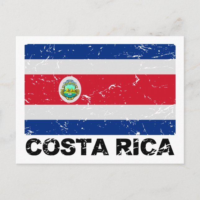 Costa Rica Vintage Flagga Vykort (Framsida)