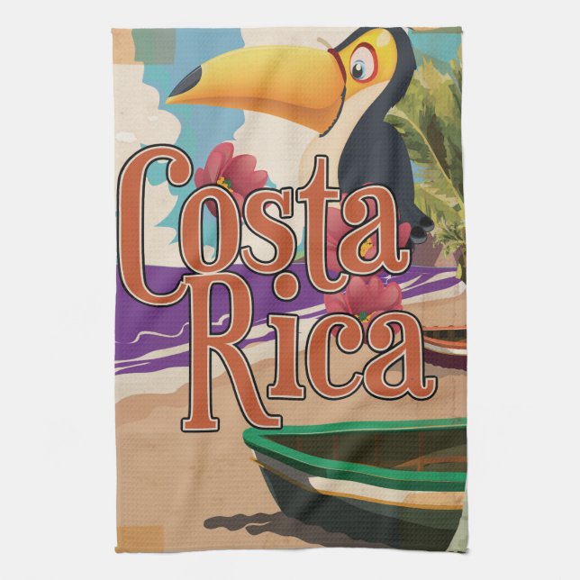 Costa Rica vintage reseaffisch Kökshandduk (Vertikal)