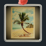 Costa Rica Vintage resor Ornament Handflatan Träd<br><div class="desc">En coola vintage Costa Rica-prydnadsföremål med handflatan träd på en sandstrand med blå himmel och hav.</div>
