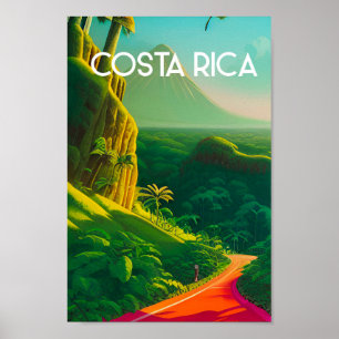 Costa rica vintage resor poster tropiska vulkaner