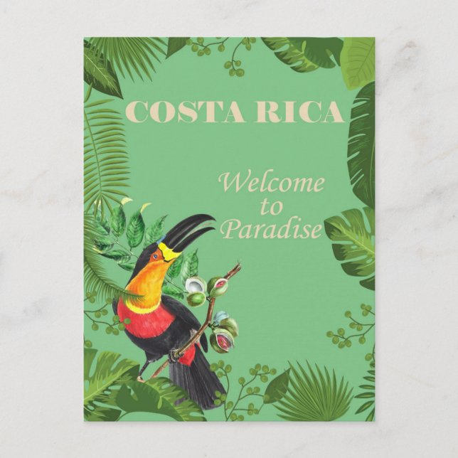Costa Rica Vintage Toucan Travel Vykort (Framsida)