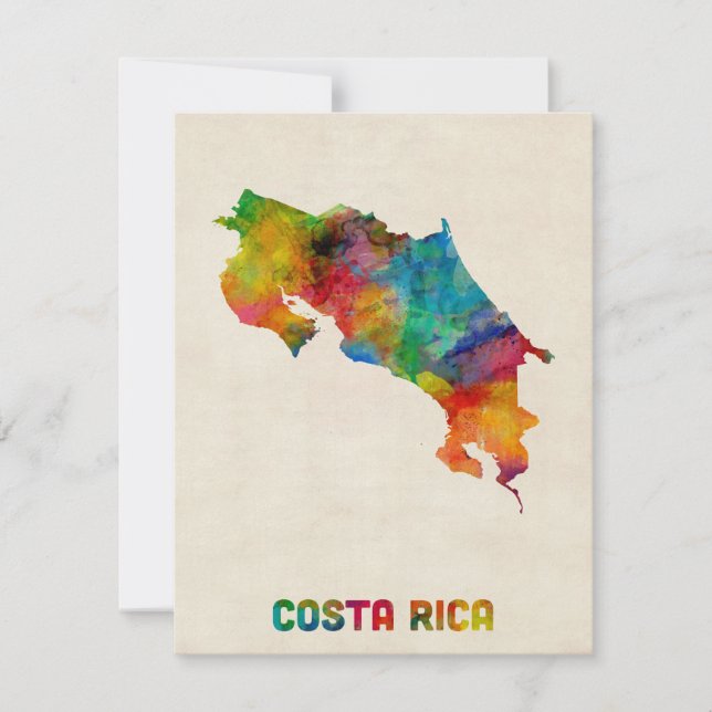 Costa Rica Watercolor Karta (Framsida)