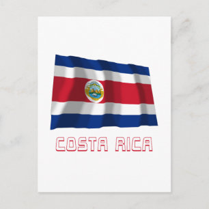 Costa Rica Wave Flagga med Namn Vykort