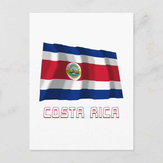 Costa Rica Wave Flagga med Namn Vykort (Framsida)