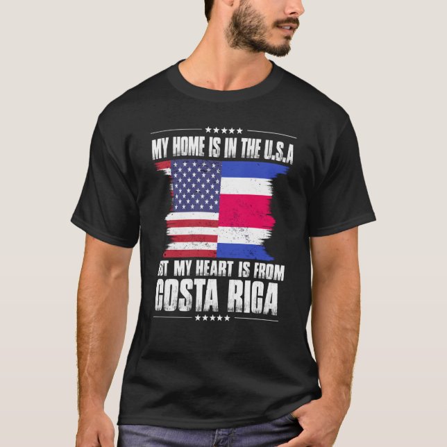 Costa Rican American Patriot Grown Proud Home Hear T Shirt (Framsida)