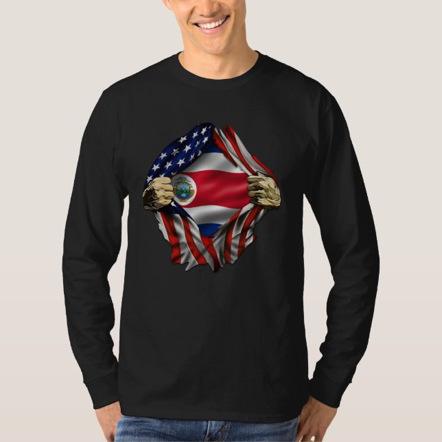 Costa Rican Blood Inside Me Costa Rica Flag T Shirt (Framsida)