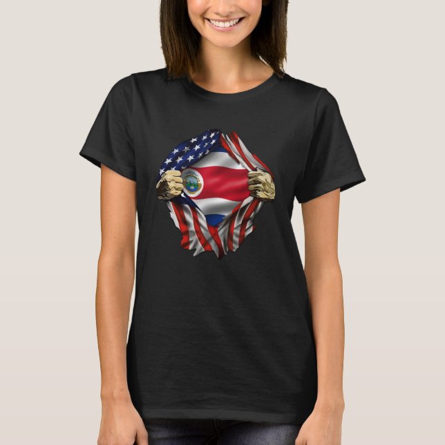 Costa Rican Blood Inside Me Costa Rica Flag T Shirt (Framsida)