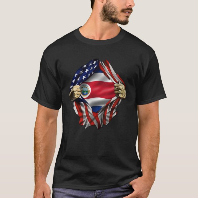 Costa Rican Blood Inside Me Costa Rica Flag T Shirt (Framsida)
