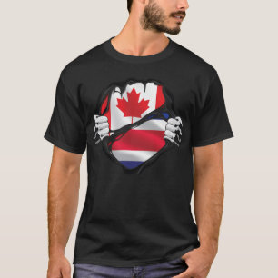 Costa Rican Canadian Händer Ripping Roots Flagga T Shirt