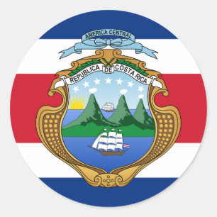 Costa Rican Flagga & Jacka av Arm, Costa Rica Flag Runt Klistermärke