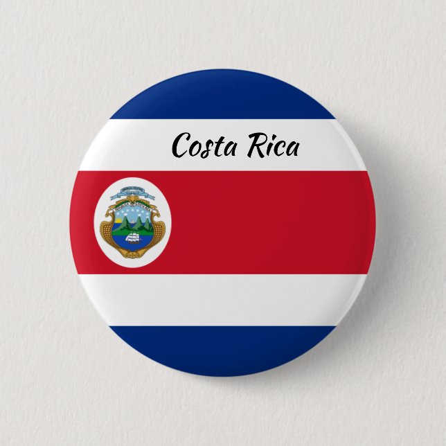 Costa Rican Flagga Round-knapp Knapp (Framsida)