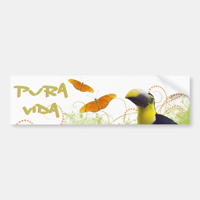 Costa Rican Pura Vida Toucan Bumper Sticker Bildekal (Framsidan)