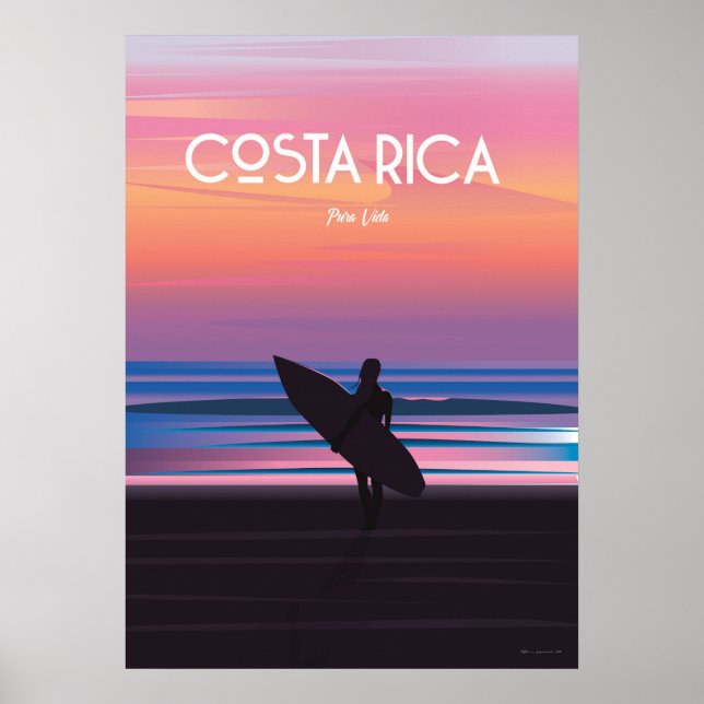 Costa Ricas reseaffisch surfa strand poster (Framsidan)