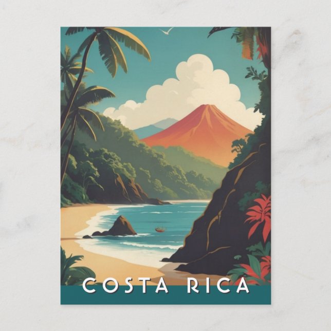 Costa Ris Retro Travel Volcano Beach Souvenir Vykort (Framsida)