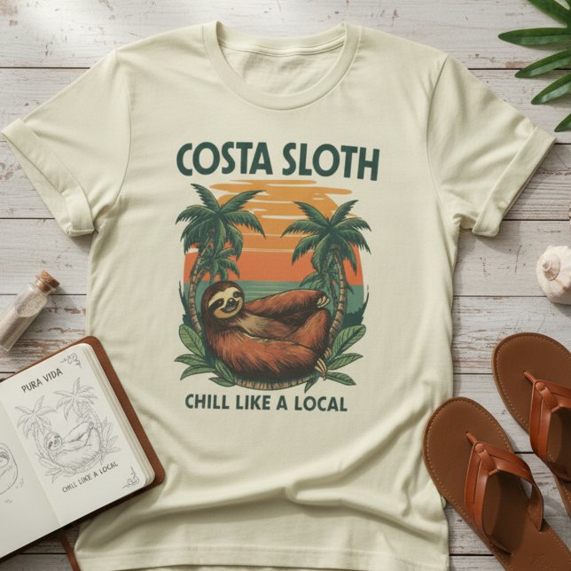 Costa Sloth — Vintage Resesköldpadda, Retro Semest T Shirt (Skapare uppladdad)