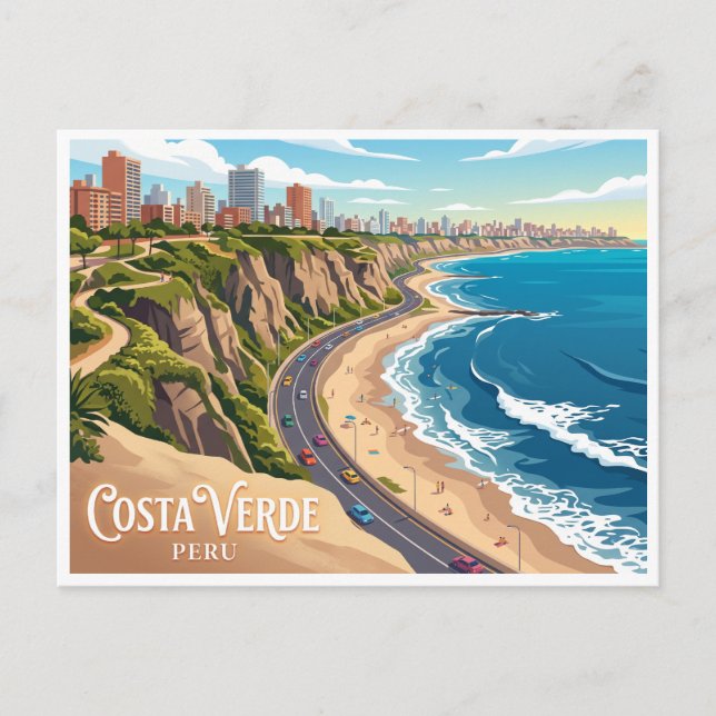 Costa Verde Lima Peru Vykort (Framsida)