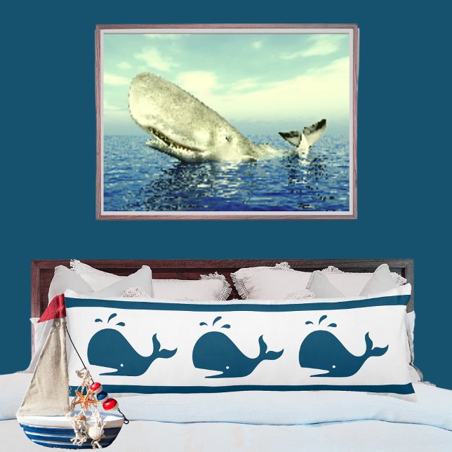 Costal Nautical Navy BLUE WHALE White Kroppskudde (Skapare uppladdad)
