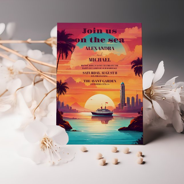 Costal Sjölandskap Beach Cruise Bröllop Inbjudningar (Skapare uppladdad)