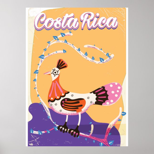 Costaricansk vintage researbetryck poster (Framsidan)