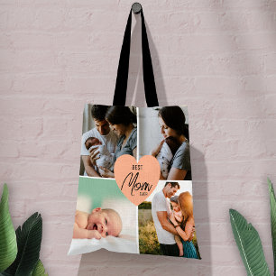 Costom Modern Bästa Mamma någonsin, 4 fotokollage Tygkasse