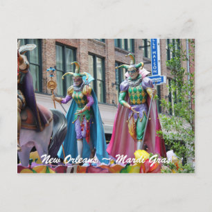 Costuded Mardi Gras Parad Figurer Vykort