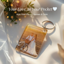 Costum Photo Couples Keychain with Names & Date Nyckelring