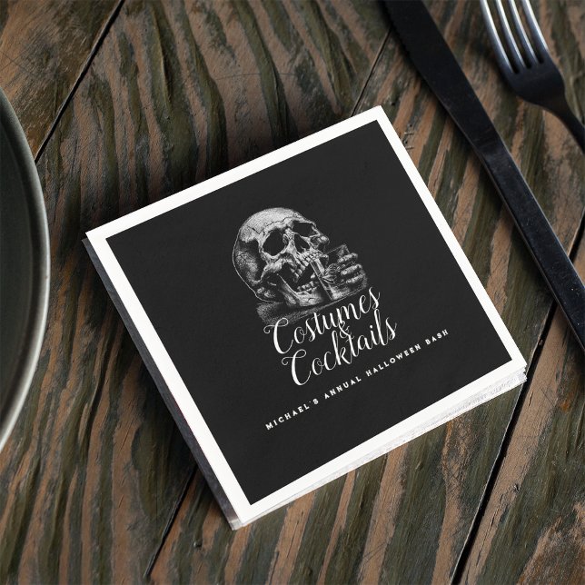 Costume and Cocktails Black Halloween fest Pappersservett (Skapare uppladdad)