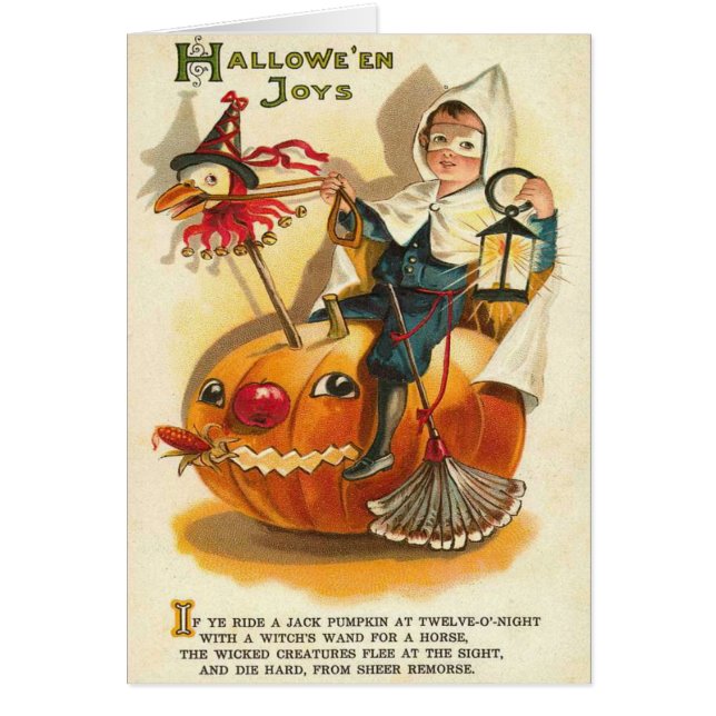 Costume Boy Jack O'Lantern Pumpkin Apple Hälsningskort (Framsidan)