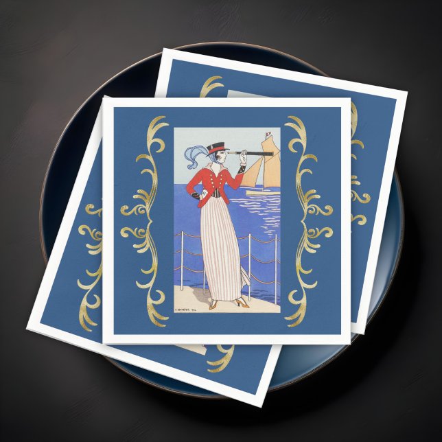 Costume de Yacht av George Barbier Square Pappersservett (Skapare uppladdad)