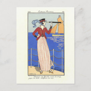 Costume de Yacht Mode Illustration Barbier Vykort
