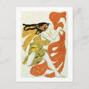 Costume design for a bacchante in 'Narcisse' Vykort