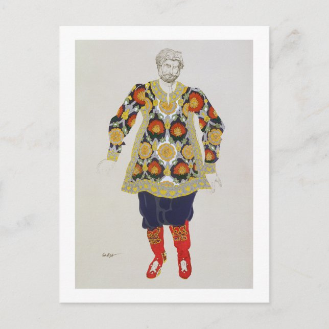 Costume design for a man, from Sadko, 1917 (färg) Vykort (Framsida)
