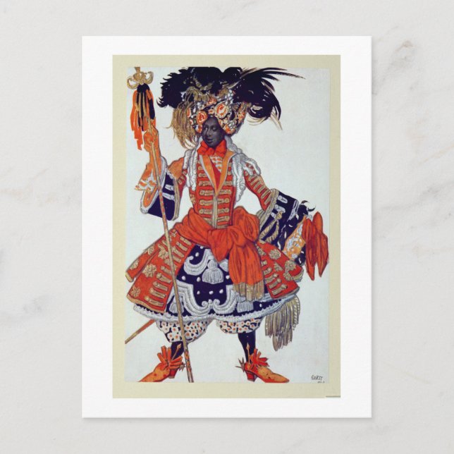 Costume design för drottningens vaktmästare, från  vykort (Framsida)