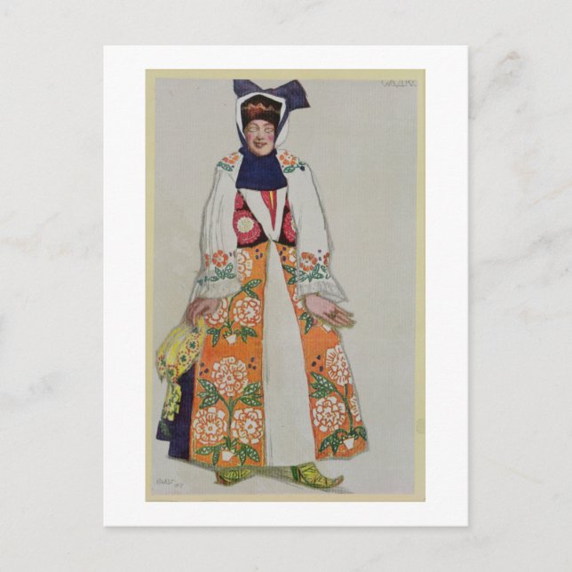 Costume design för en bondkvinna, från Sadko, 19 Vykort (Framsida)