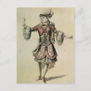 Costume design för en manlig dansare, c.1681 vykort
