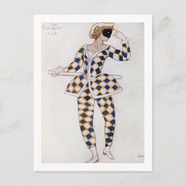 Costume Design for Harlequin, från Sleeping Beauty Vykort (Framsida)