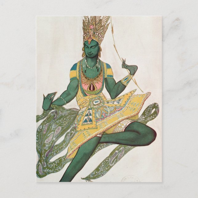Costume design för Nijinsky som "Blue God" Vykort (Framsida)