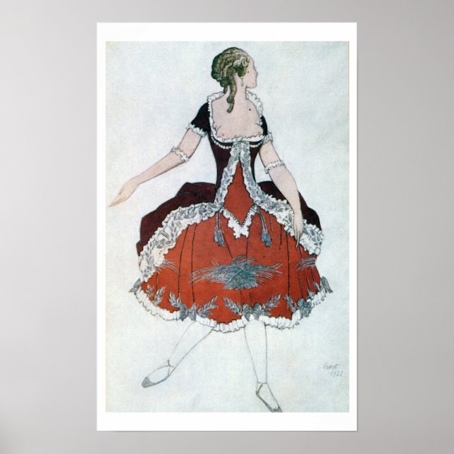 Costume-design för Princess Aurora, från viloläge Poster (Framsidan)