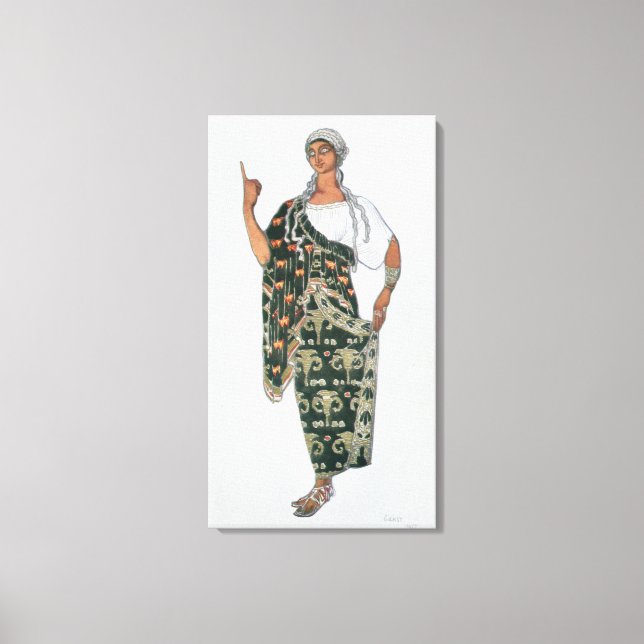 Costume design från Phedre, 1917 (färg litho) Canvastryck (Framsida)