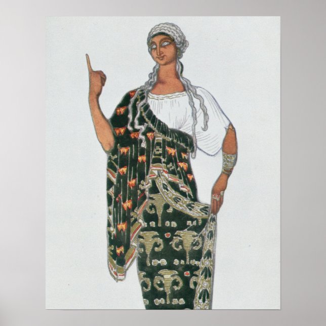 Costume design från Phedre, 1917 (färg litho) Poster (Framsidan)