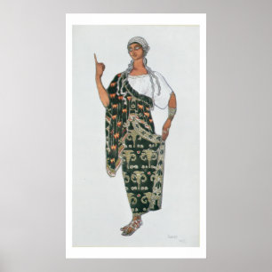 Costume design från Phedre, 1917 (färg litho) Poster
